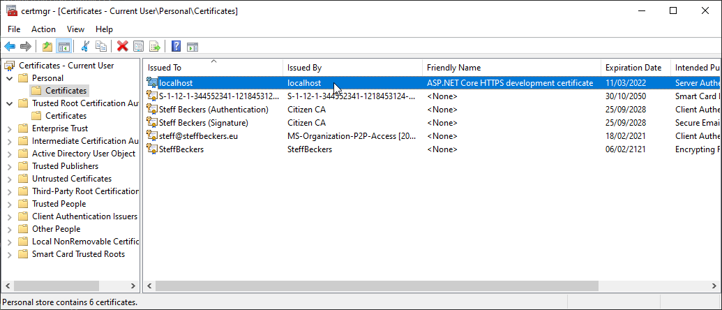 IIS Express 10 localhost SSL certificate reset - Steff Beckers