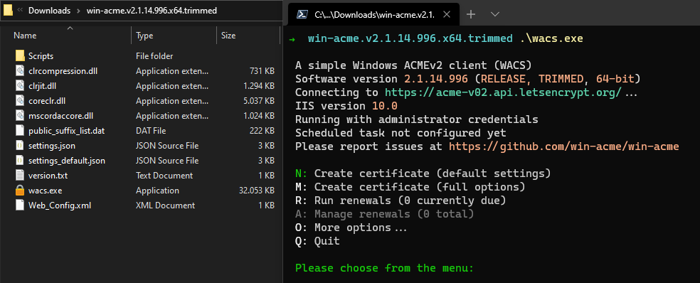 win-acme Usage screenshot
